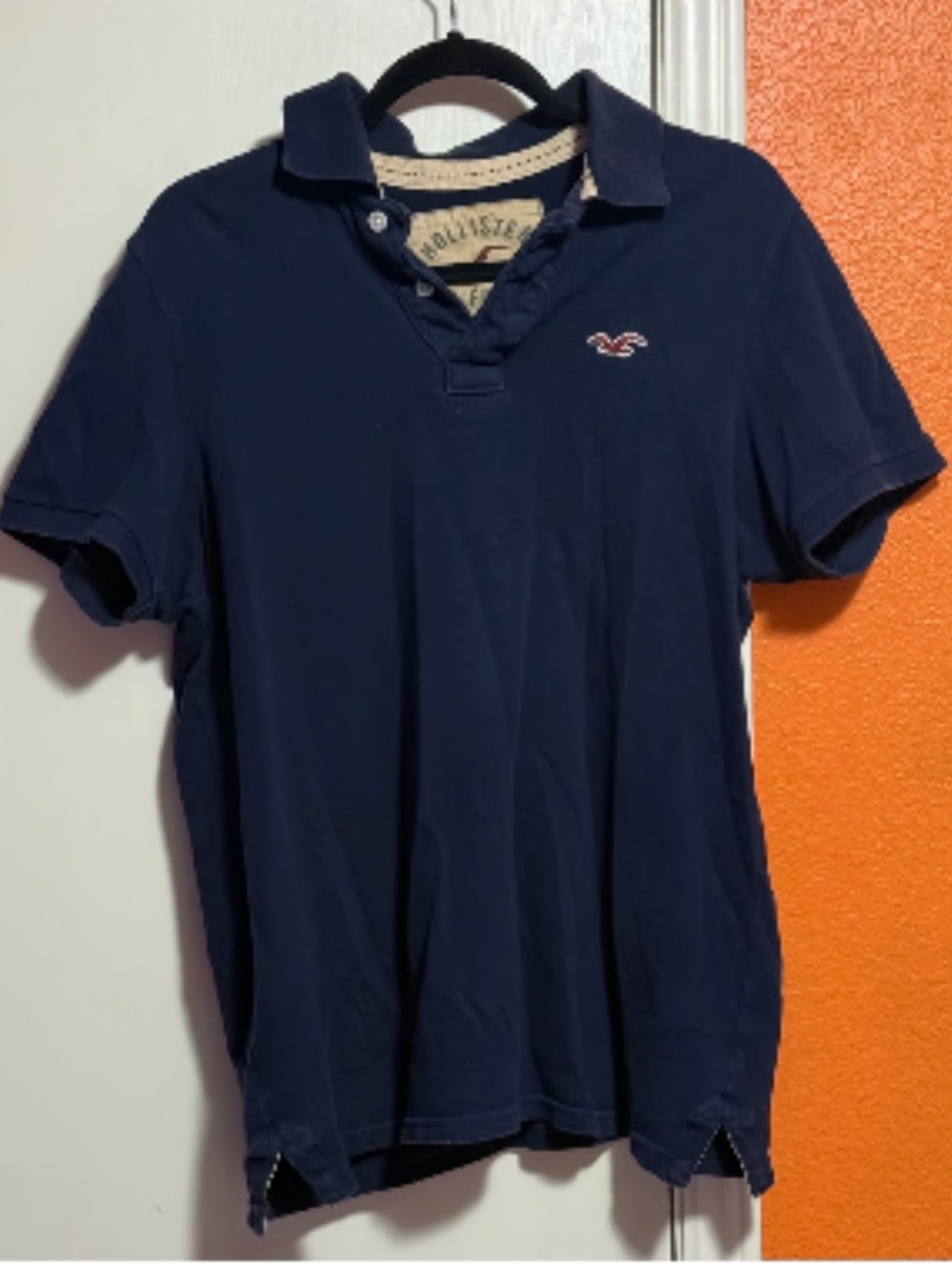 Vintage Hollister Navy Short-Sleeve Polo with Embroidered Logo